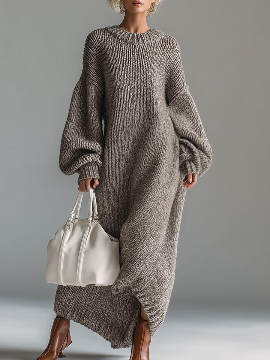 Greta – Oversized Knit Sweater Maxi Dress