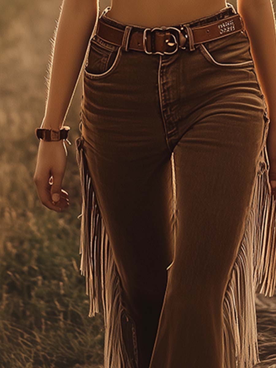 Tamsin – Western Fringe Flared Jeans