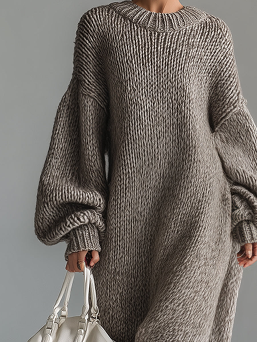Greta – Oversized Knit Sweater Maxi Dress