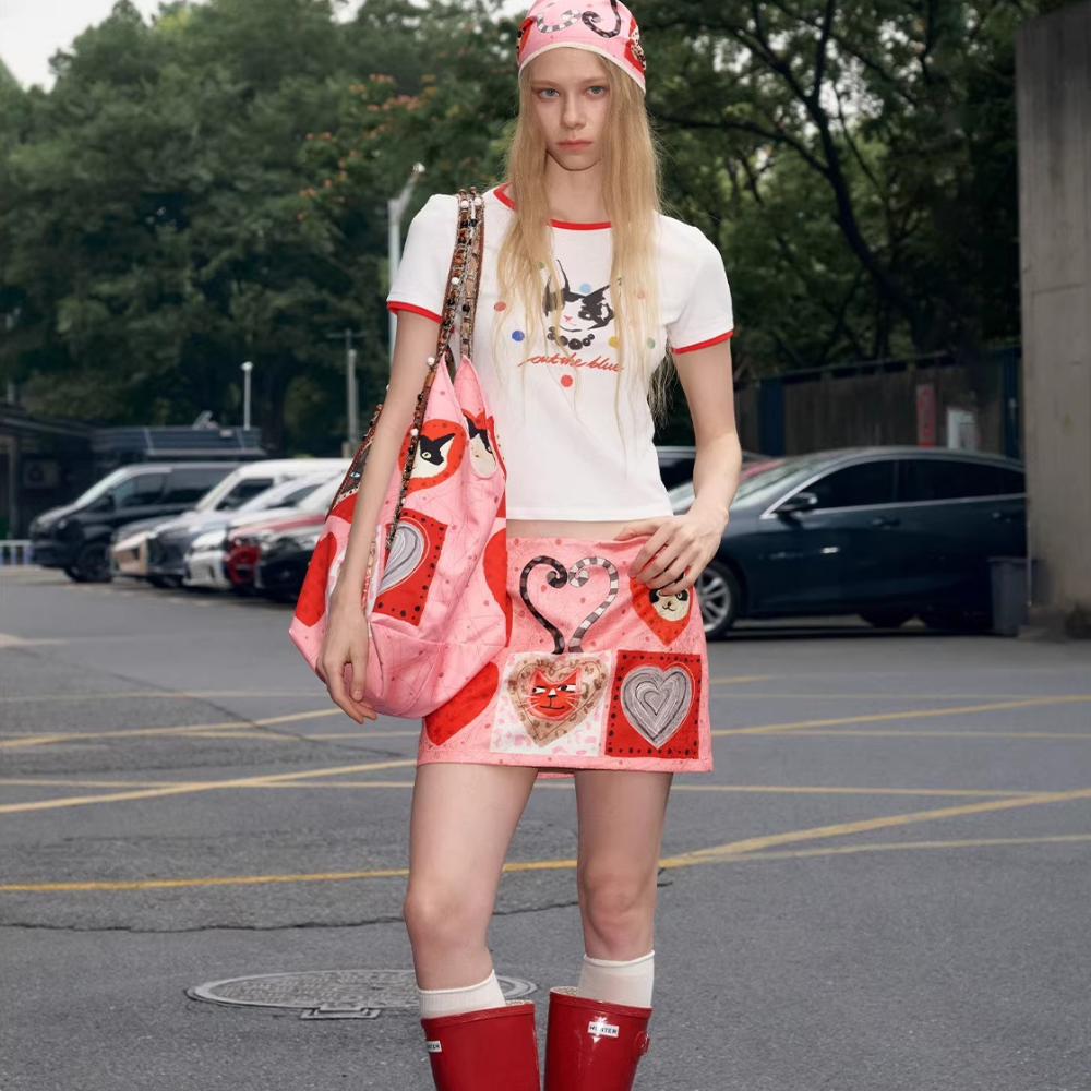 Colette Cat Print Shoulder Bag — Sernelle — view 5