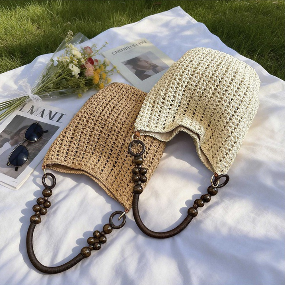 Etta Beaded Handle Woven Bag — Sernelle — view 40