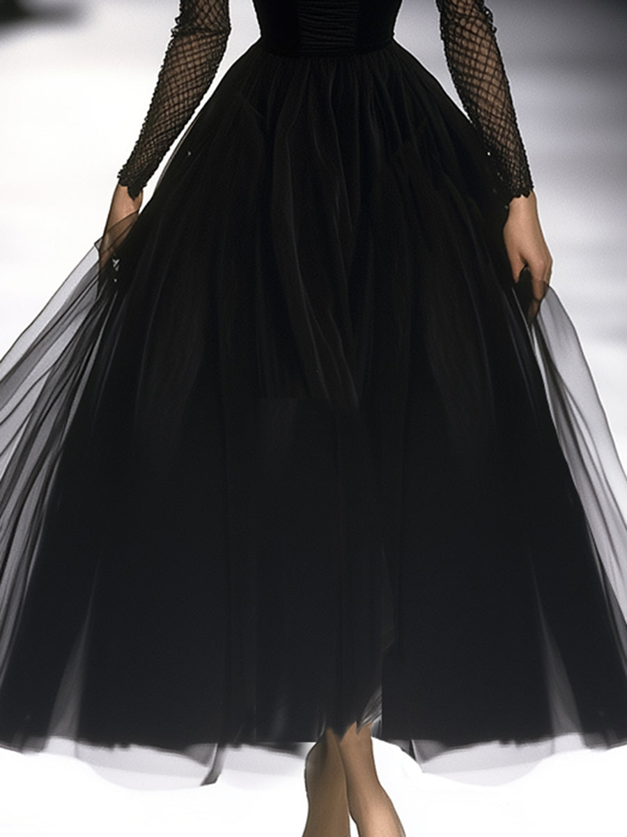 Esme – Black Tulle Maxi Dress