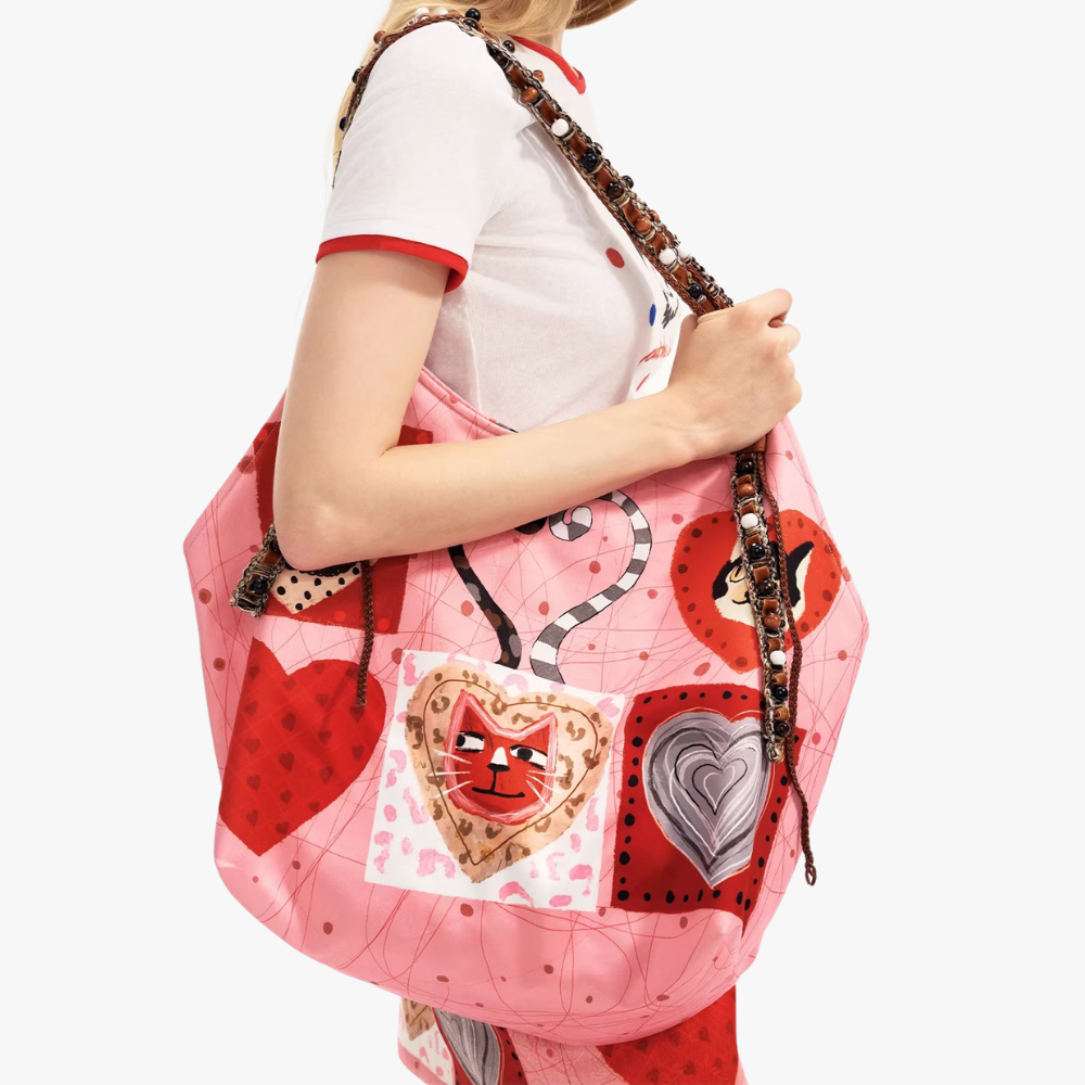 Colette Cat Print Shoulder Bag — Sernelle — view 2