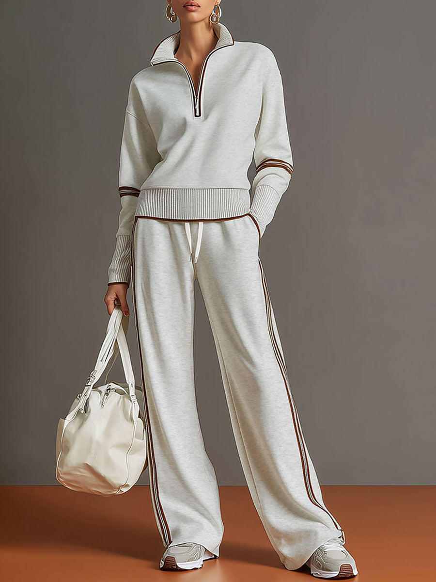 Imogen – Half-Zip Sweatshirt & Wide-Leg Pants Set