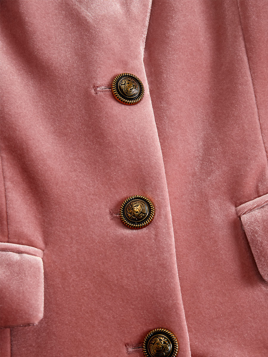 Clementine – Velvet Coat with Leopard Trim