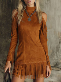 Opal – Faux Suede Fringe Mini Dress