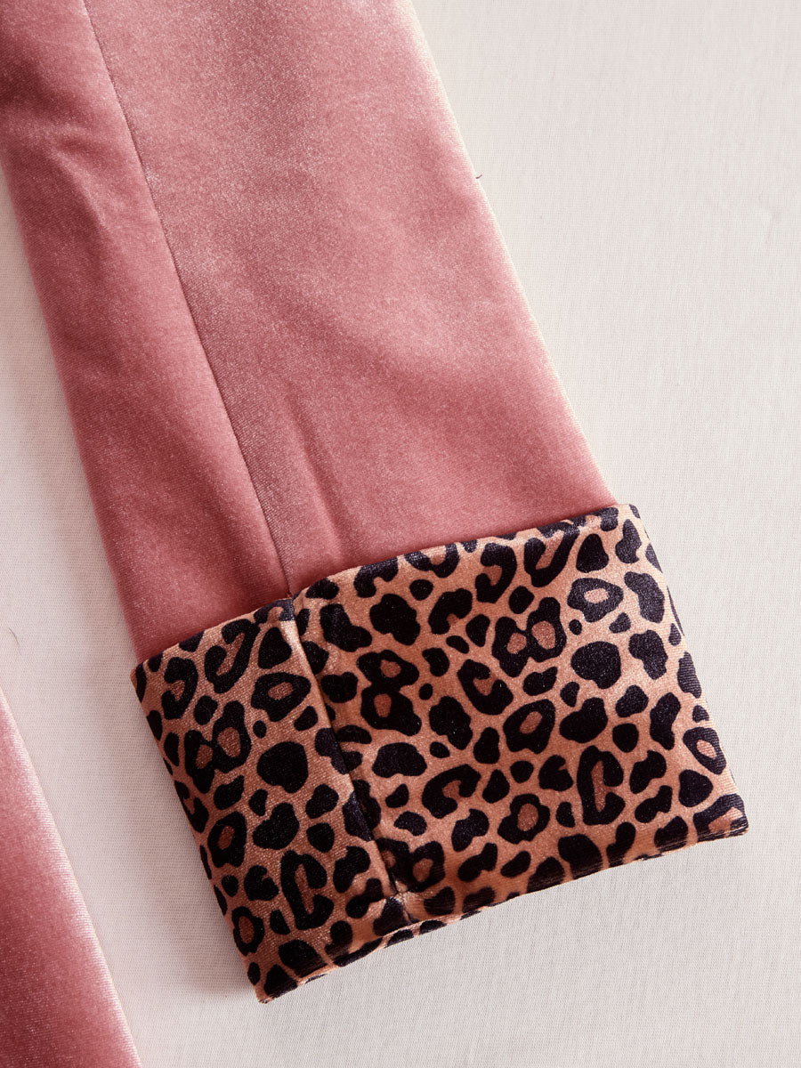 Clementine – Velvet Coat with Leopard Trim