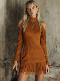 Opal – Faux Suede Fringe Mini Dress