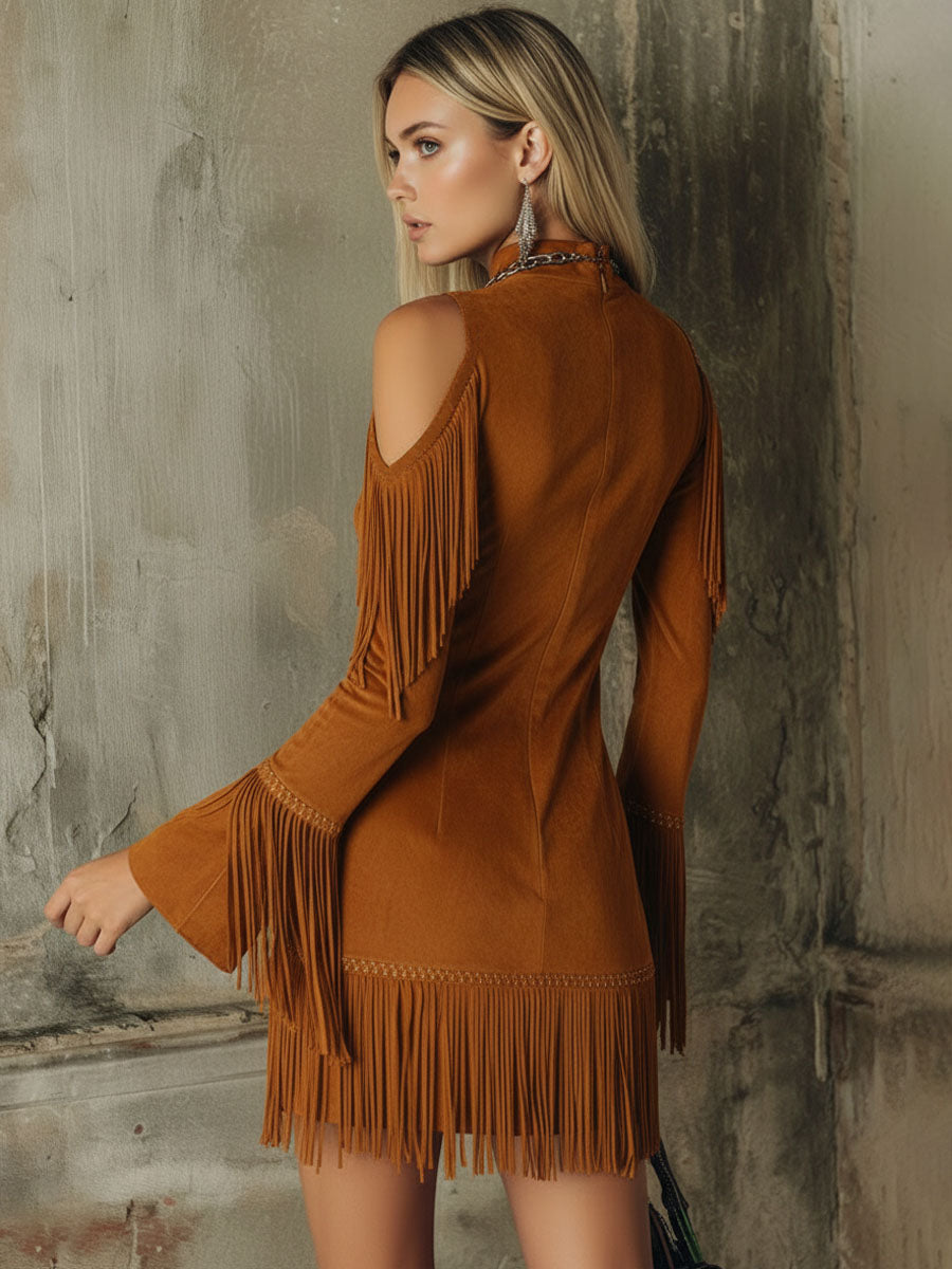 Opal – Faux Suede Fringe Mini Dress