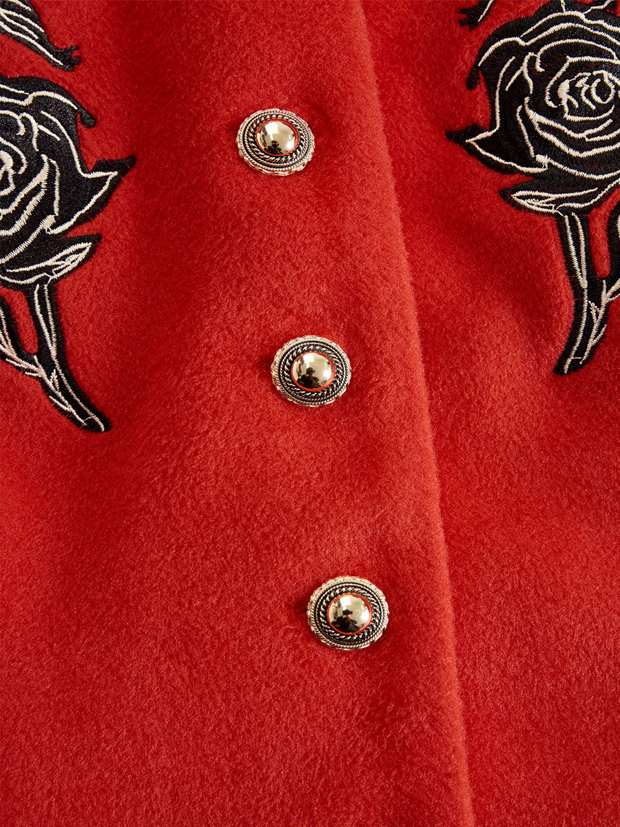 Pearl – Rose Embroidered Ruffle-Collar Jacket
