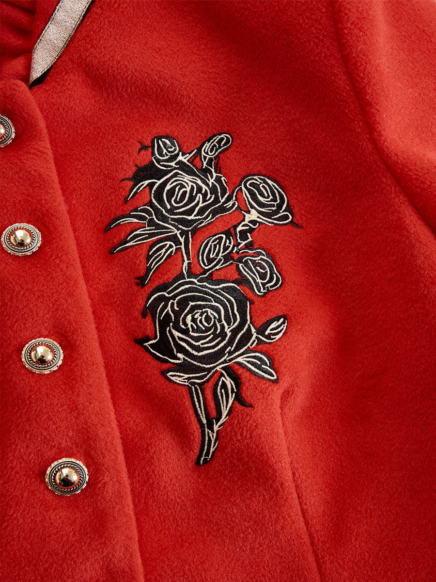 Pearl – Rose Embroidered Ruffle-Collar Jacket
