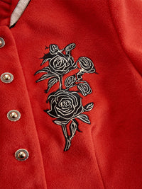 Pearl – Rose Embroidered Ruffle-Collar Jacket