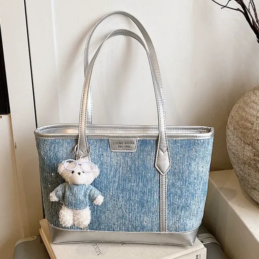 Freya Denim-Look Tote Bag — Sernelle — view 5