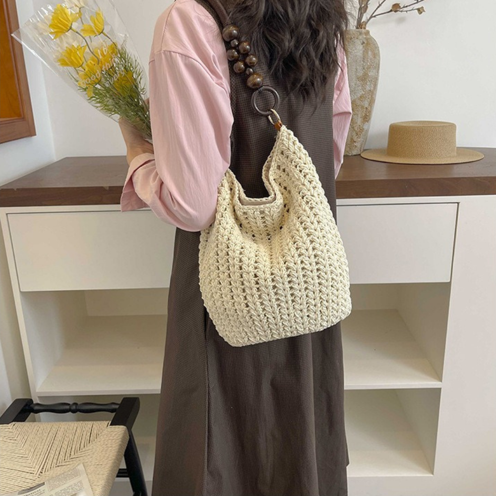 Etta Beaded Handle Woven Bag — Sernelle — view 33