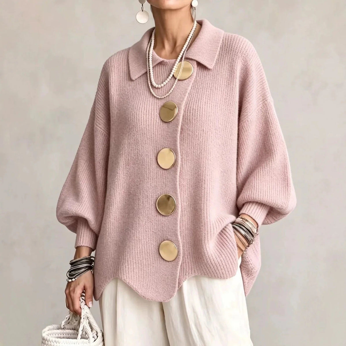 Karina – Oversized Collared Button Cardigan