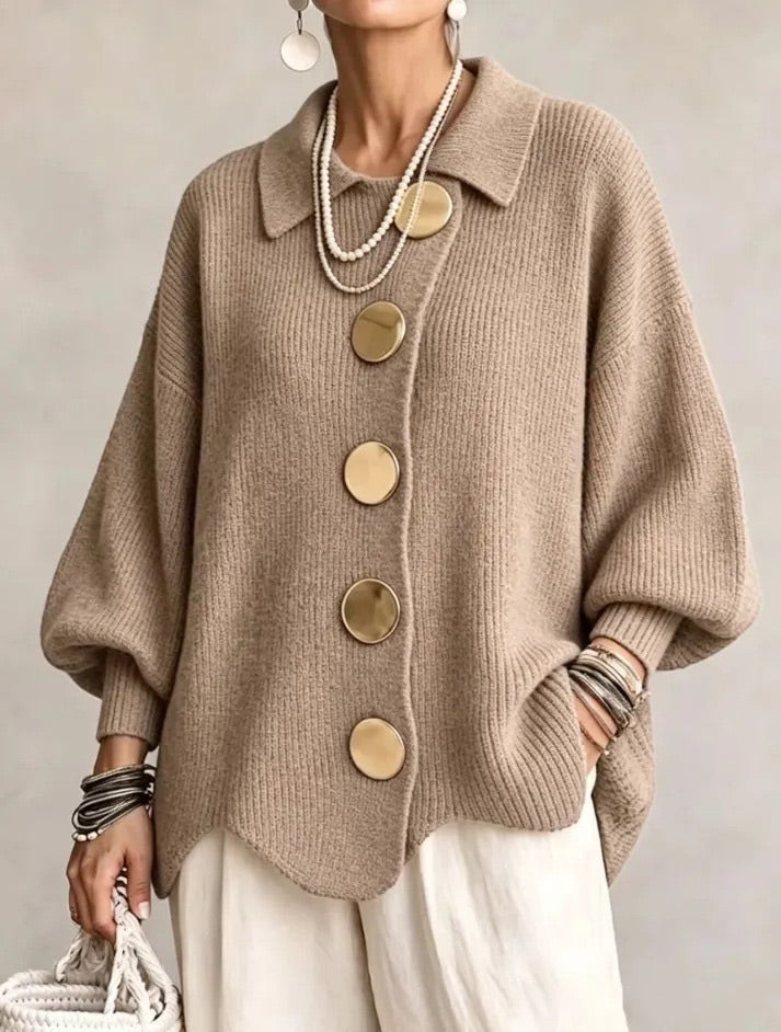 Karina – Oversized Collared Button Cardigan