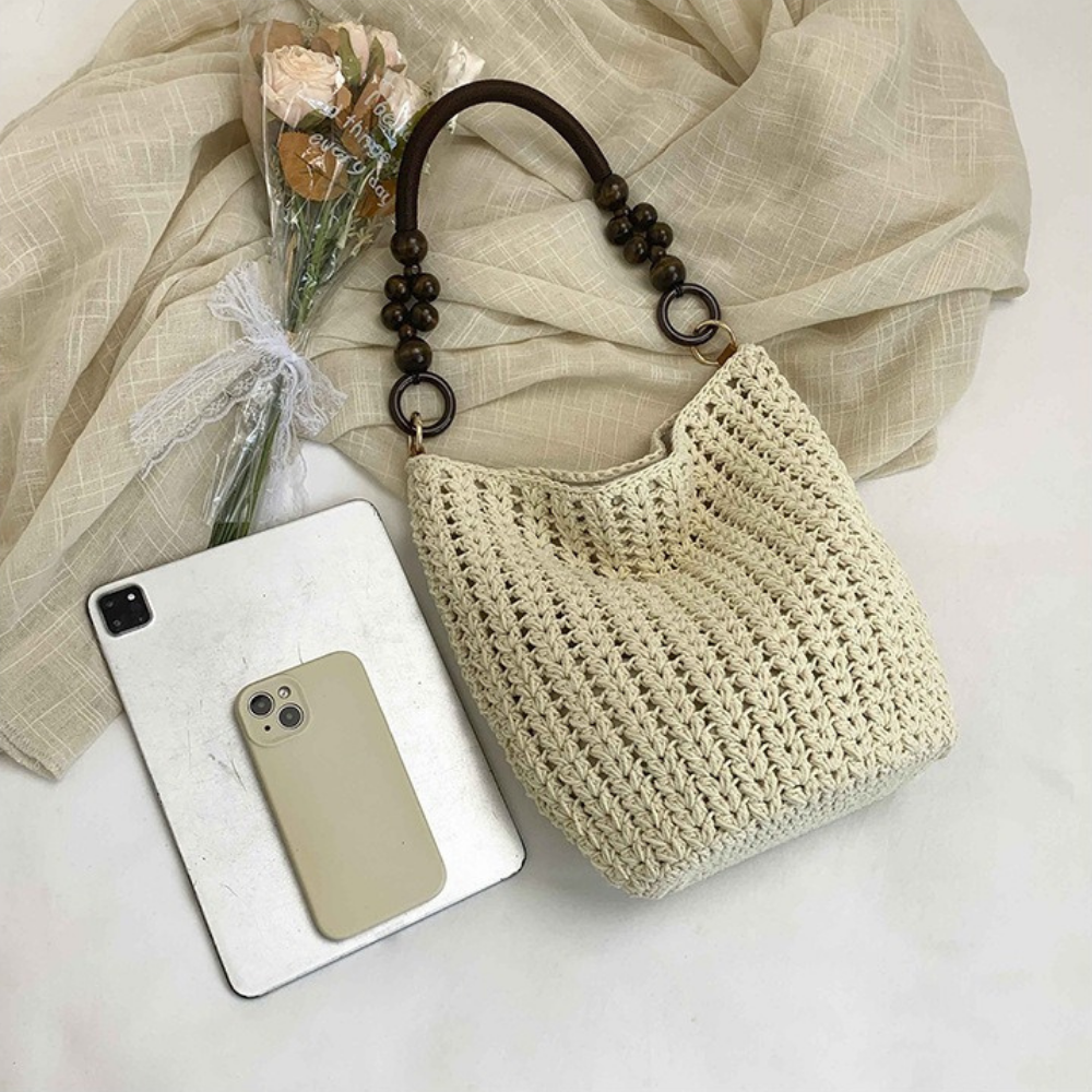 Etta Beaded Handle Woven Bag — Sernelle — view 20