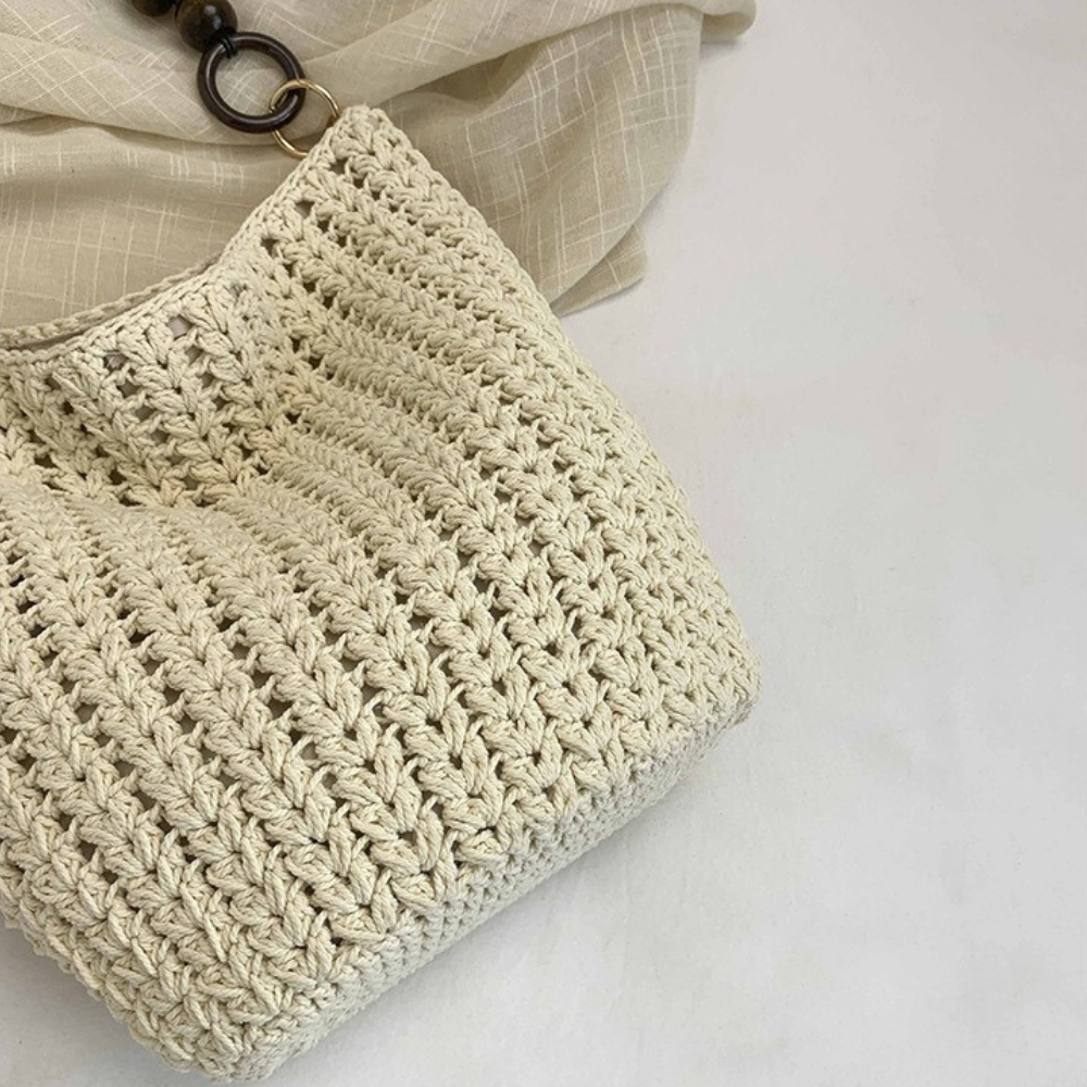 Etta Beaded Handle Woven Bag — Sernelle — view 29