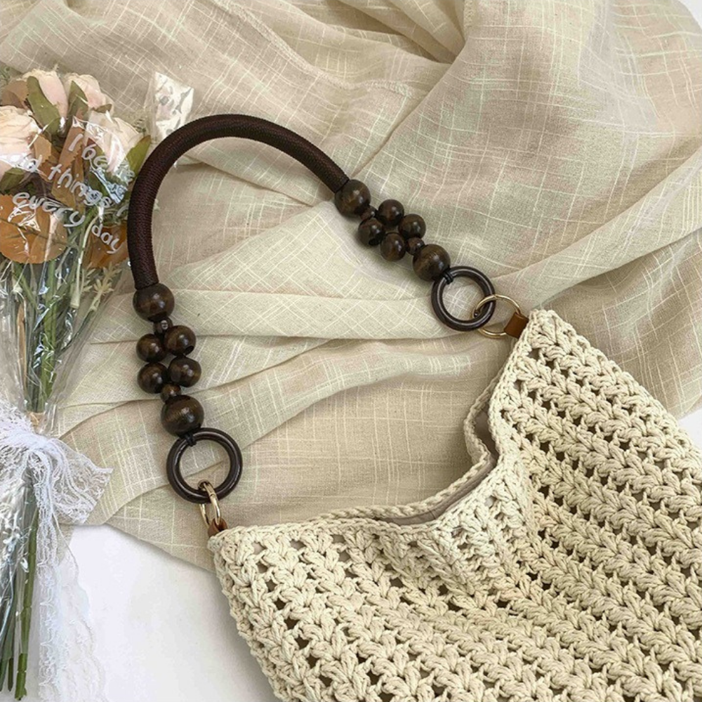 Etta Beaded Handle Woven Bag — Sernelle — view 25