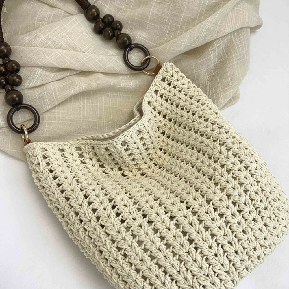 Etta Beaded Handle Woven Bag — Sernelle — view 24