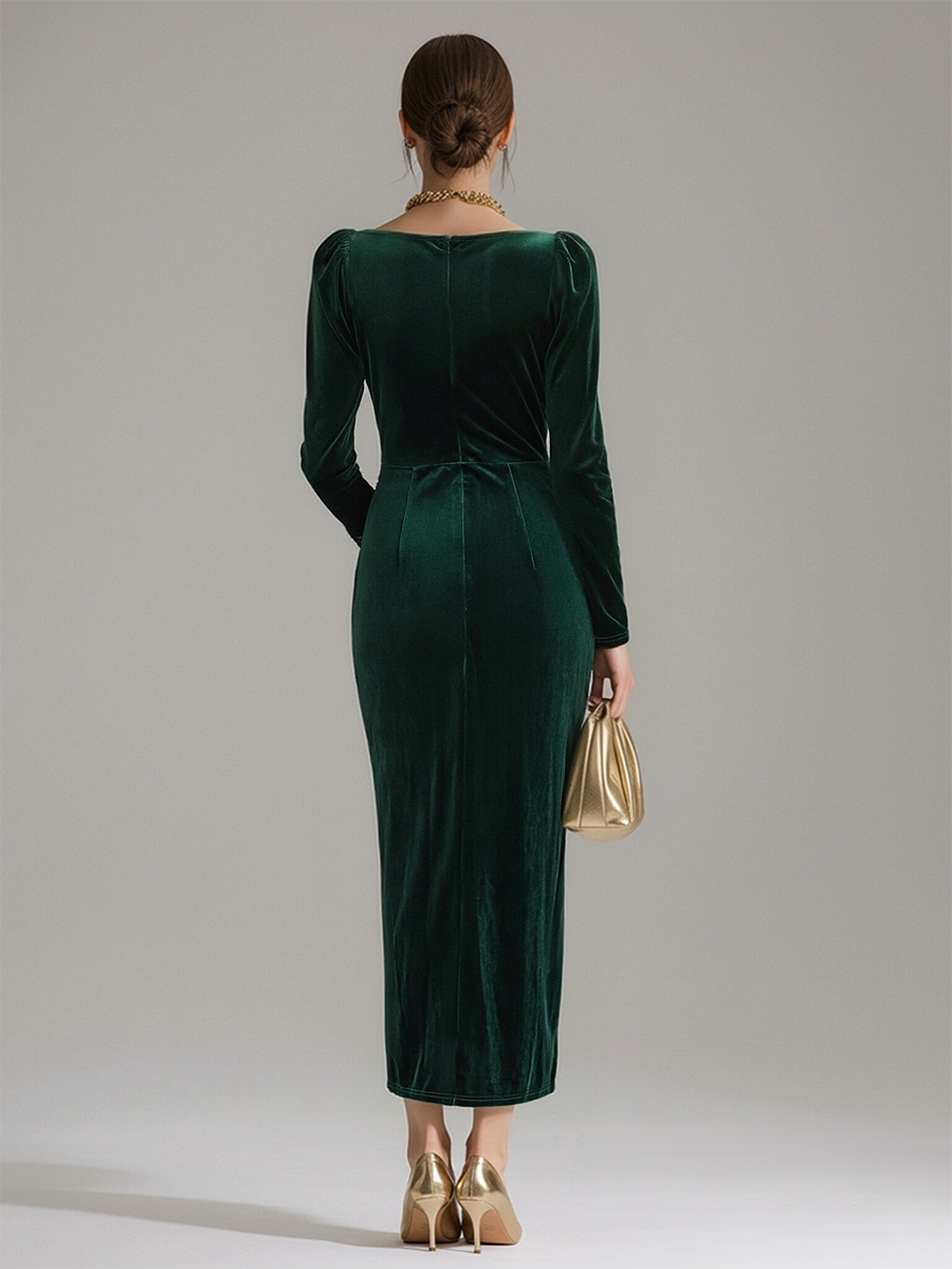 Paloma – Velvet Midi Dress with Side Slit