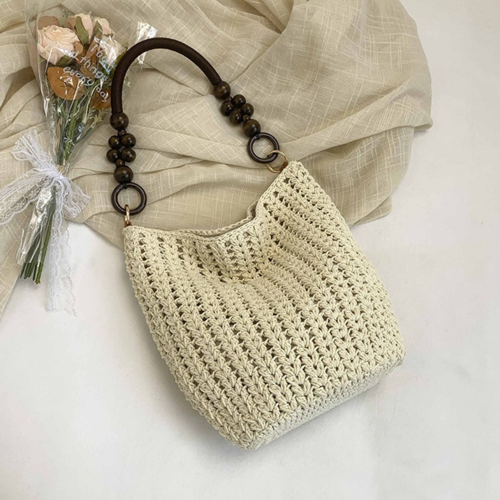 Etta Beaded Handle Woven Bag — Sernelle — view 23