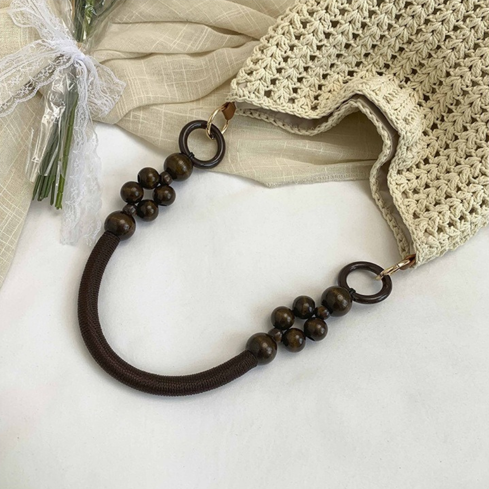 Etta Beaded Handle Woven Bag — Sernelle — view 26