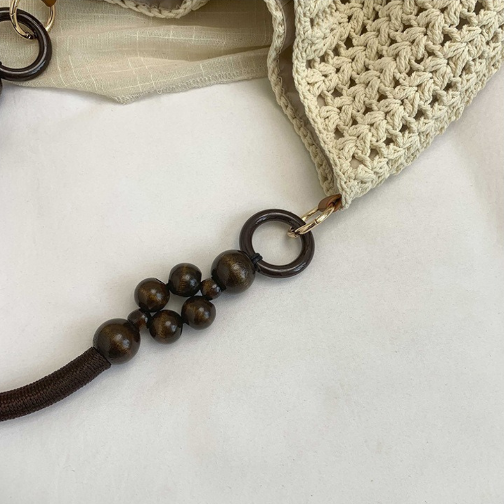 Etta Beaded Handle Woven Bag — Sernelle — view 27