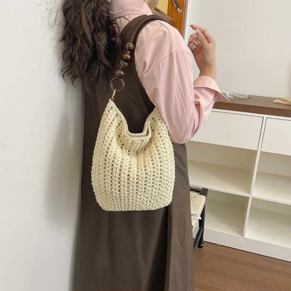 Etta Beaded Handle Woven Bag — Sernelle — view 36