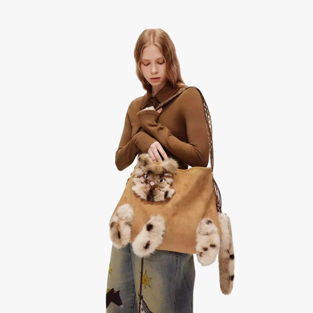 Juno Faux Fur Cat Shoulder Bag — Sernelle — view 3
