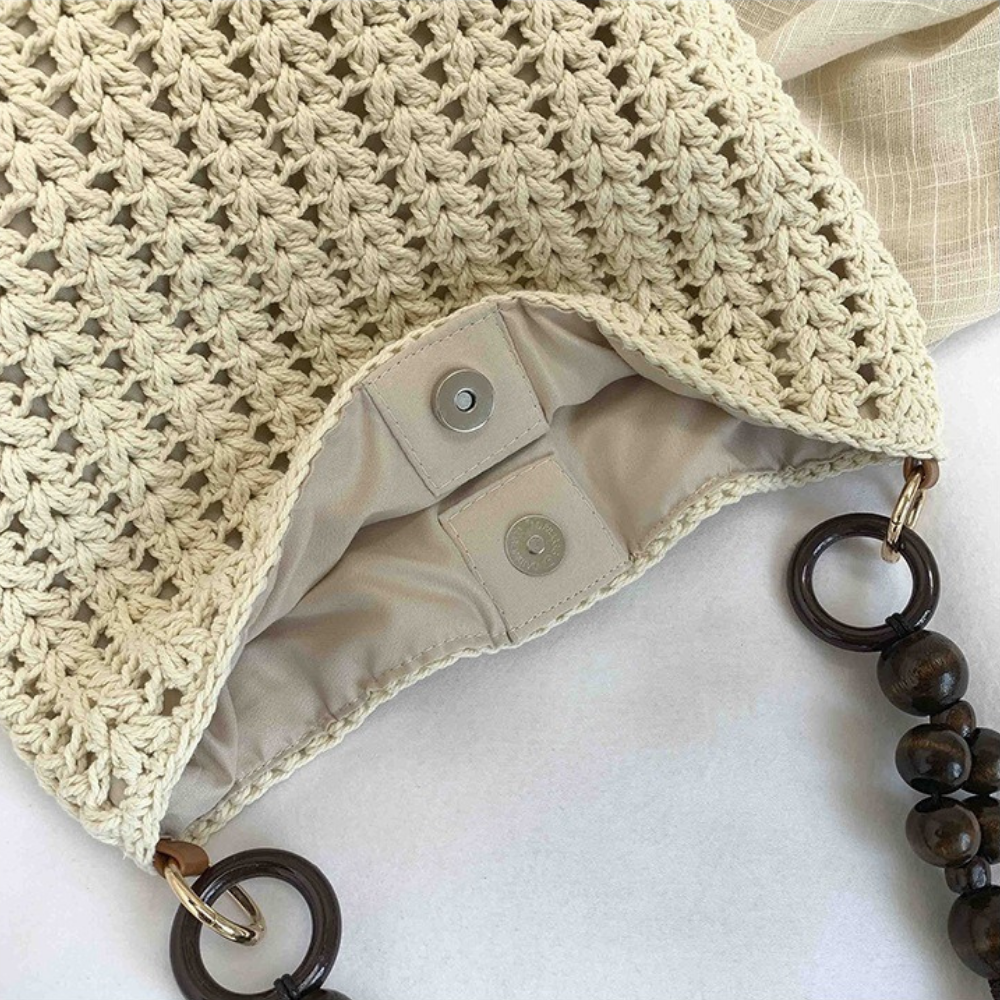 Etta Beaded Handle Woven Bag — Sernelle — view 28