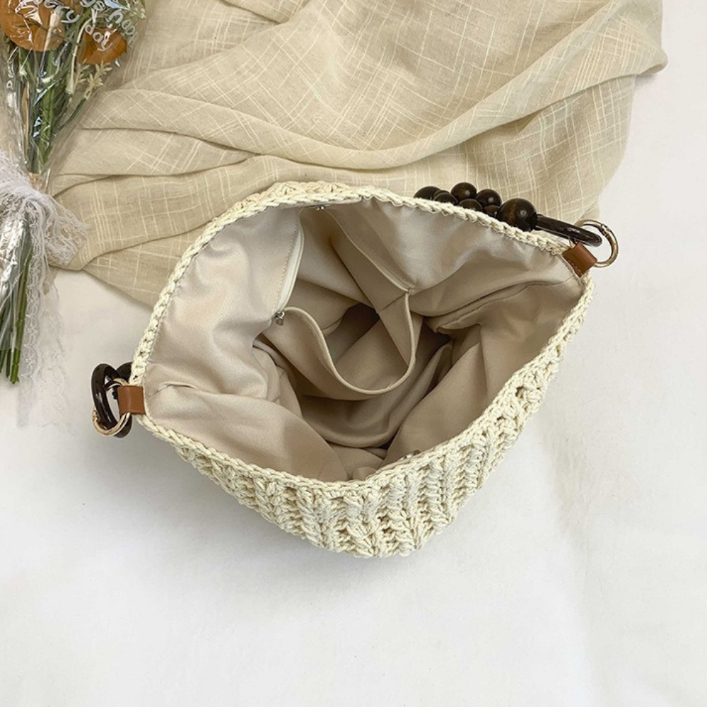 Etta Beaded Handle Woven Bag — Sernelle — view 19