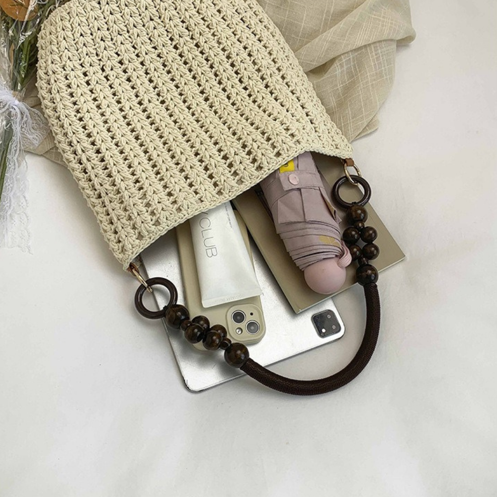 Etta Beaded Handle Woven Bag — Sernelle — view 21