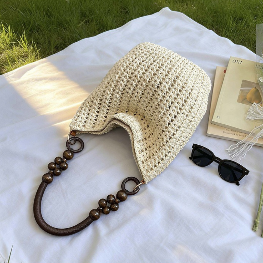 Etta Beaded Handle Woven Bag — Sernelle — view 22