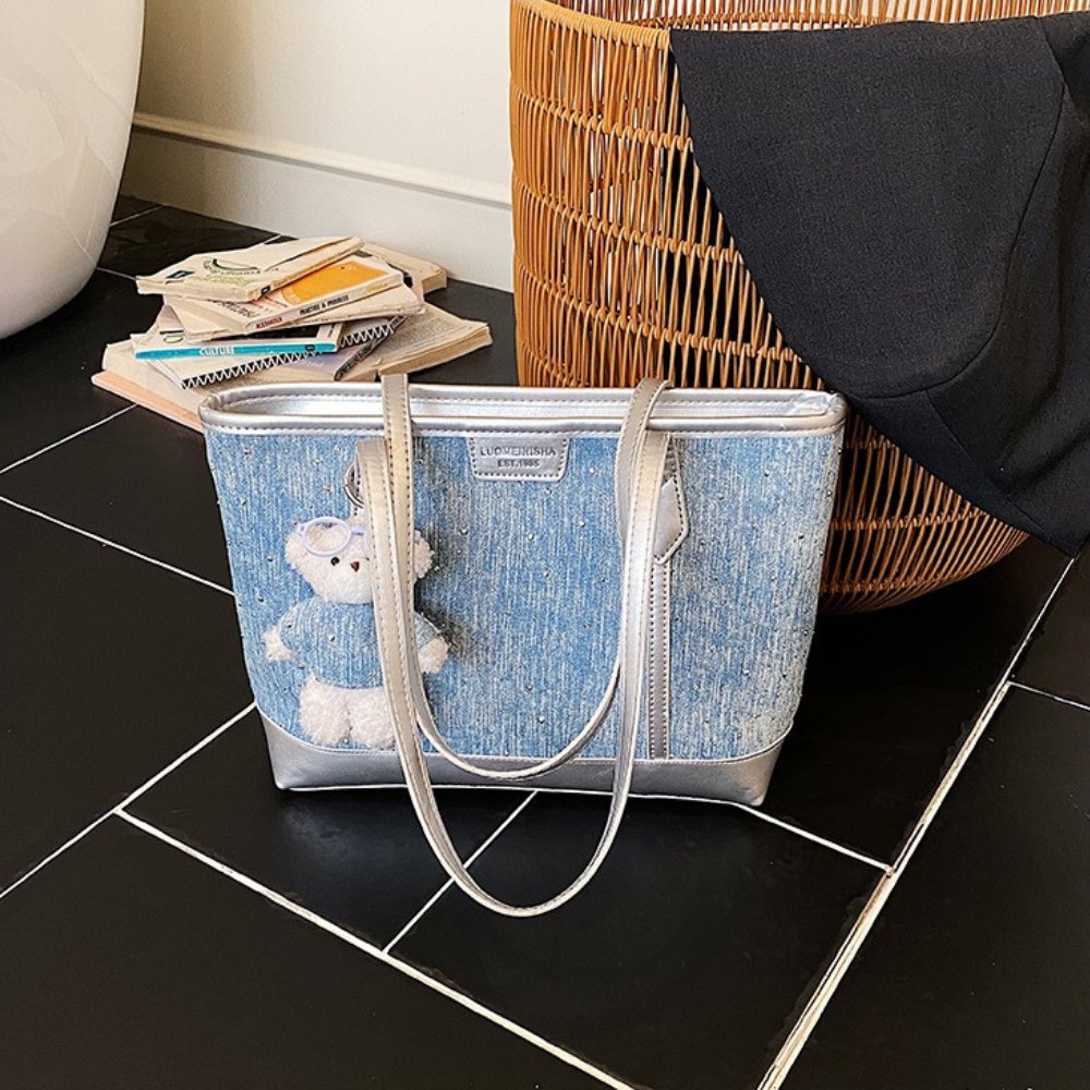 Freya Denim-Look Tote Bag — Sernelle — view 3