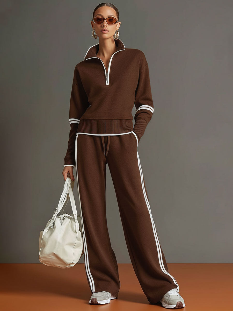 Imogen – Half-Zip Sweatshirt & Wide-Leg Pants Set