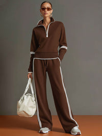 Imogen – Half-Zip Sweatshirt & Wide-Leg Pants Set