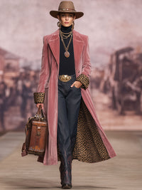 Clementine – Velvet Coat with Leopard Trim