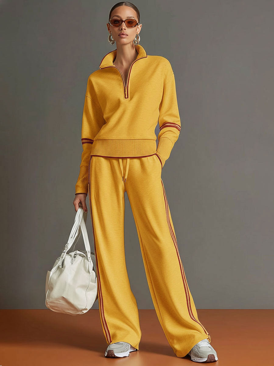 Imogen – Half-Zip Sweatshirt & Wide-Leg Pants Set