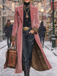 Clementine – Velvet Coat with Leopard Trim