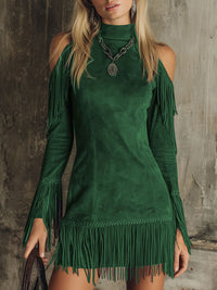 Opal – Faux Suede Fringe Mini Dress