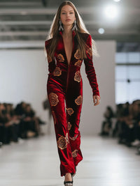 Hazel – Velvet Rose Print Zip Jumpsuit