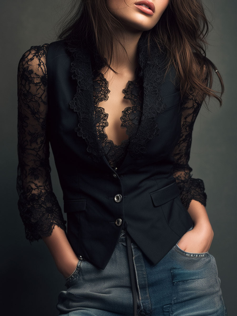 Noemi | Jacket with Semi-Transparent Sleeves