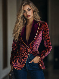 Frida – Velvet Zebra Print Blazer