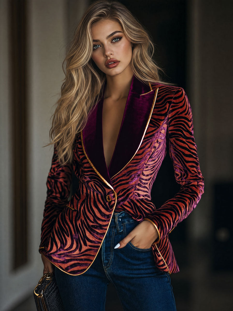 Frida – Velvet Zebra Print Blazer