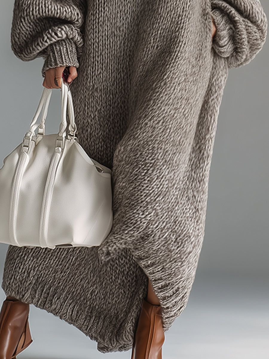 Greta – Oversized Knit Sweater Maxi Dress