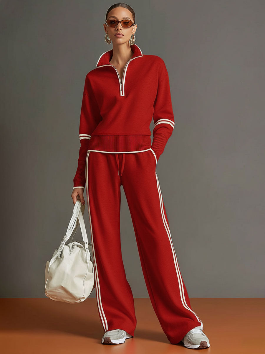 Imogen – Half-Zip Sweatshirt & Wide-Leg Pants Set
