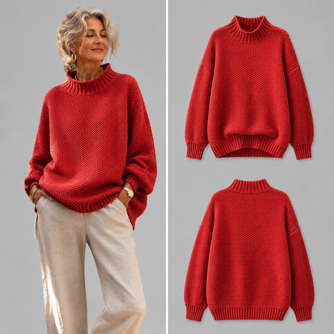 Shirley – Relaxed Mock Neck Knit Sweater
