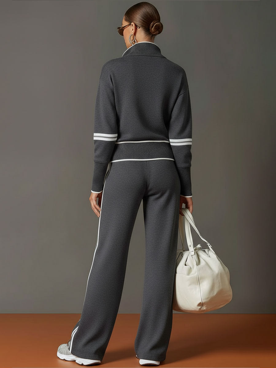 Imogen – Half-Zip Sweatshirt & Wide-Leg Pants Set