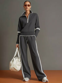 Imogen – Half-Zip Sweatshirt & Wide-Leg Pants Set